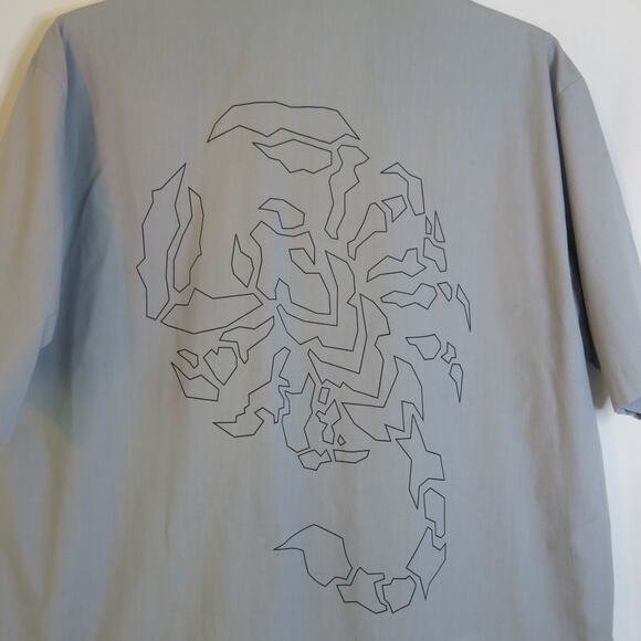 Vintage 725 ORIGINALS Scorpion Button Down Shirt Size XL Men Gray Streetwear Y2K - Picture 6 of 8